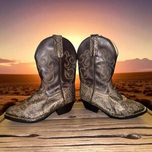 Smoky Mountain Boots Western Cowboy Boots Snakeskin Print Brown — Size 11.5 D